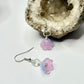 Sterling Silver Pink and Blue Flower Earrings