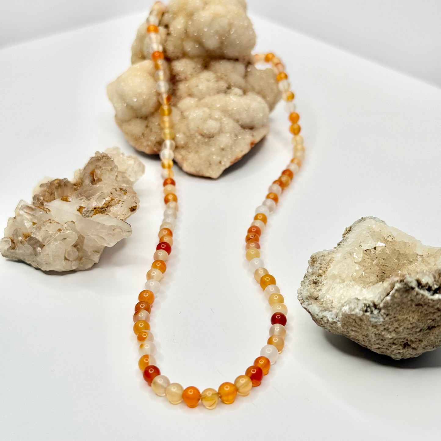 Gold Carnelian Beaded Necklace