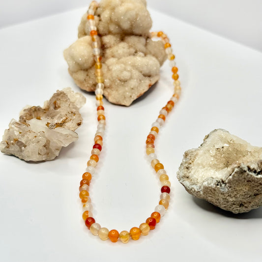 Gold Carnelian Beaded Necklace