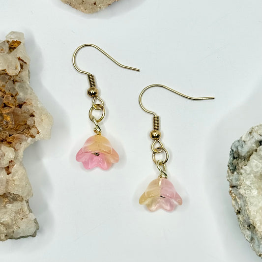 Gold Pink and Yellow Earrings
