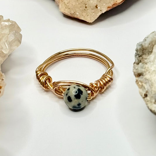 Gold Plated Dalmatian Jasper Ring