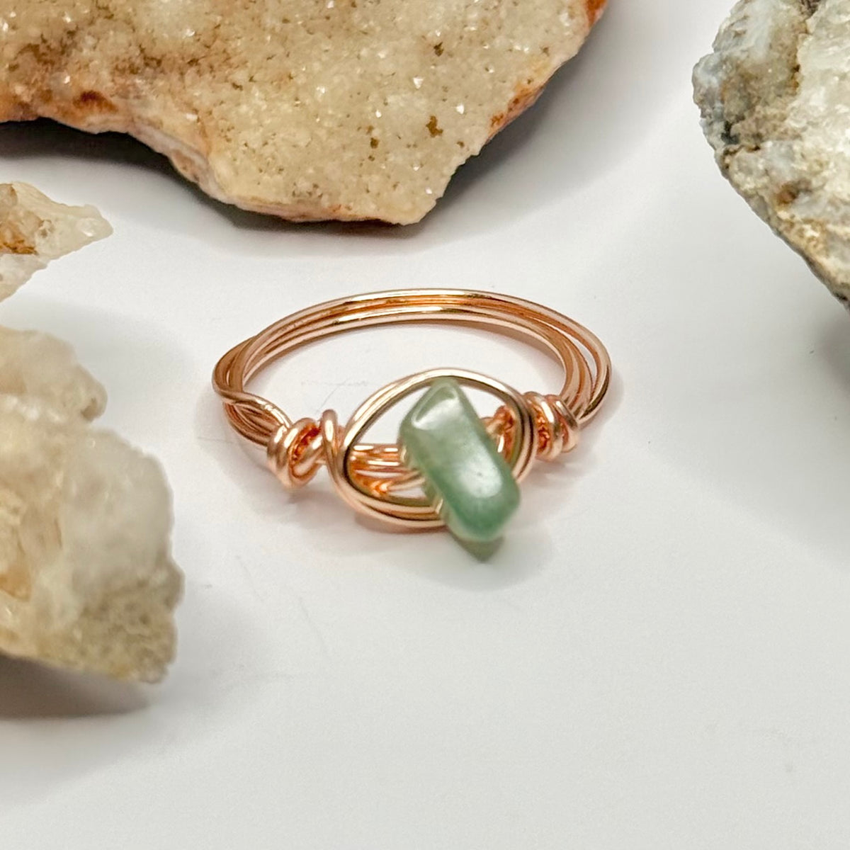 Rose Gold Green Aventurine Ring
