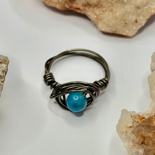 Charcoal Blue Apatite Ring