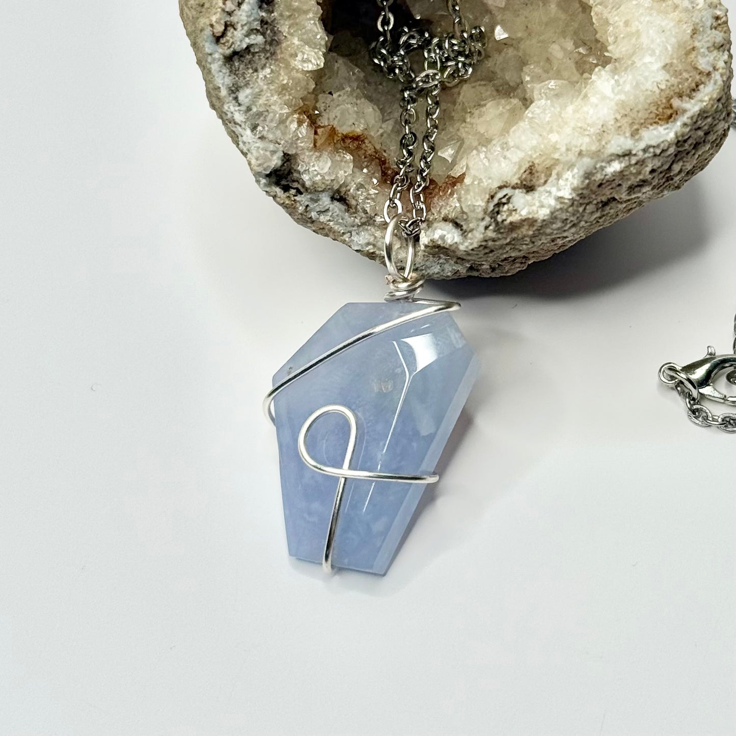 Silver Blue Lace Agate Necklace