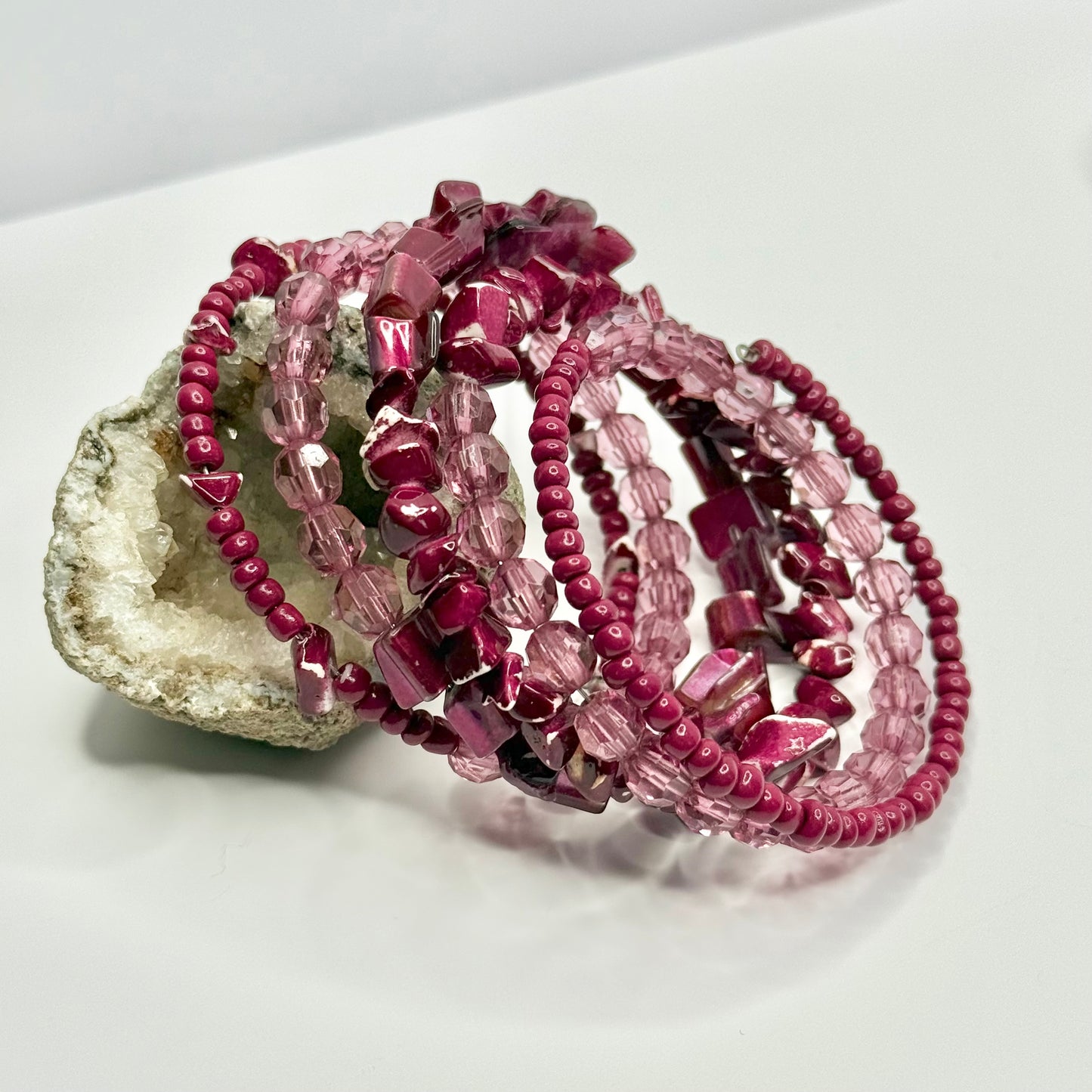 Magenta Beaded Wrap Bracelet