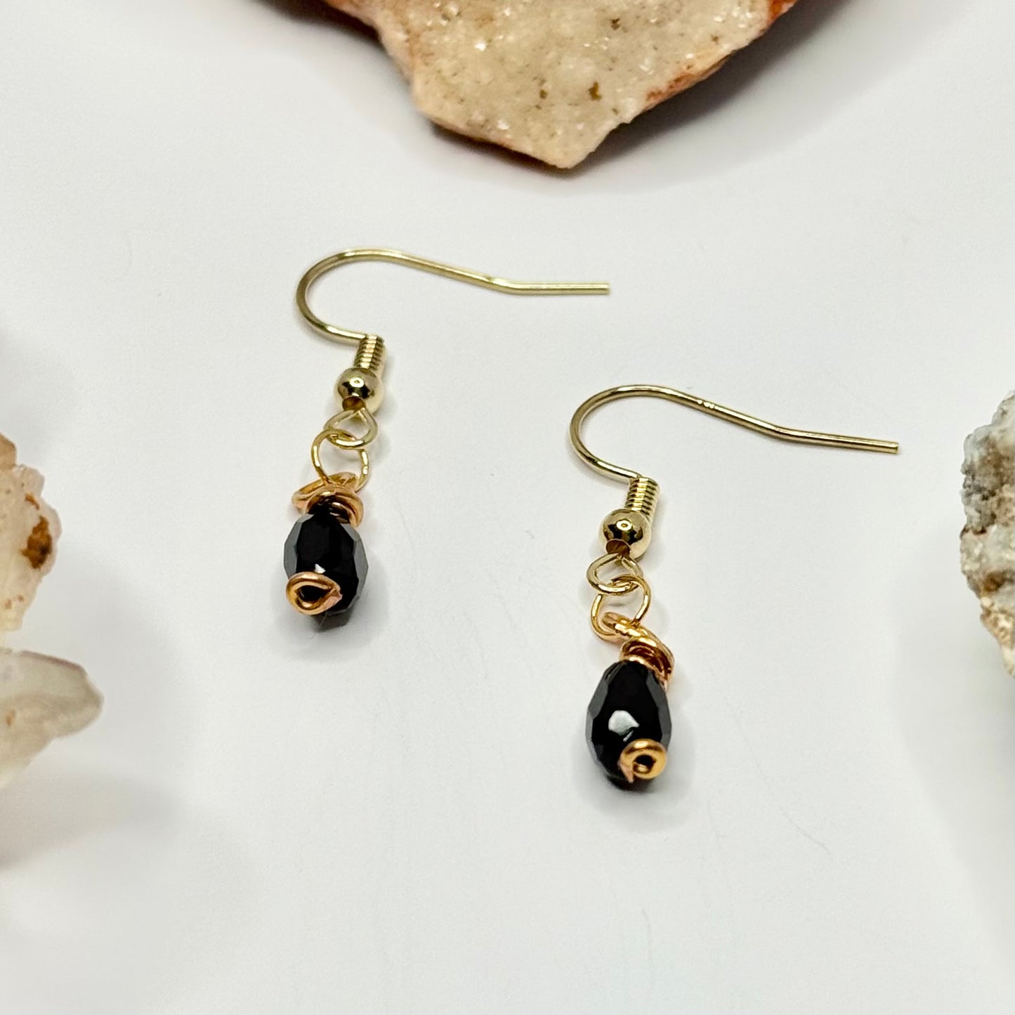 Gold Plated Onyx Earrings