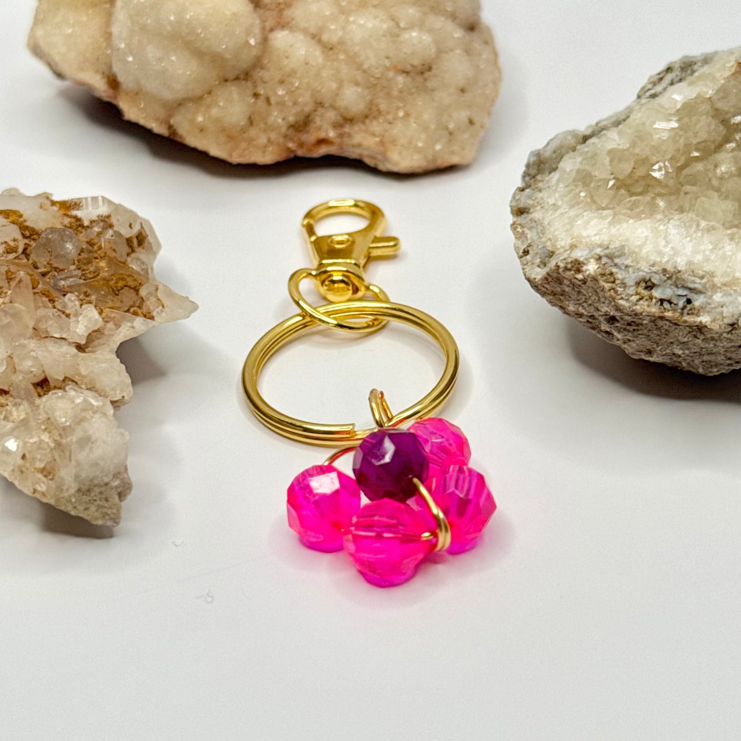 Gold Pink Butterfly Keychain