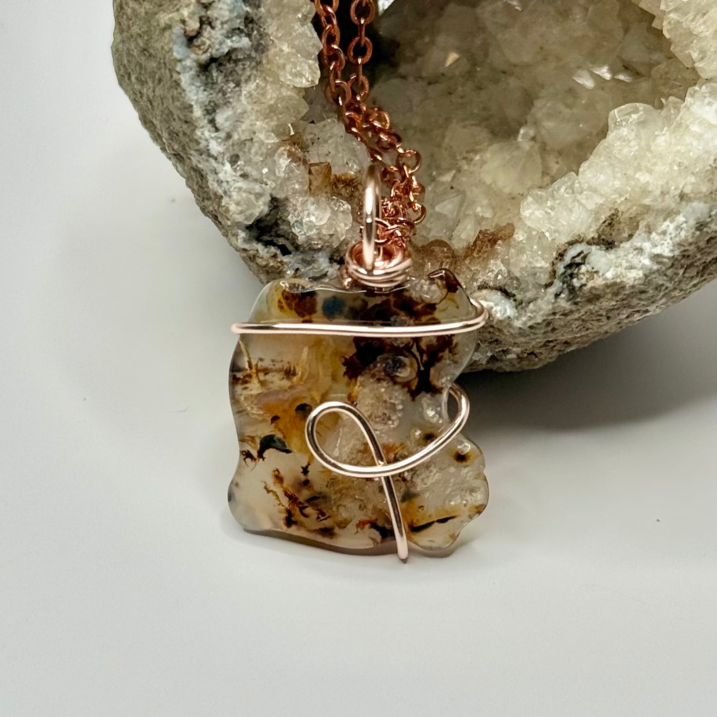 Rose Gold Dendritic Agate Necklace