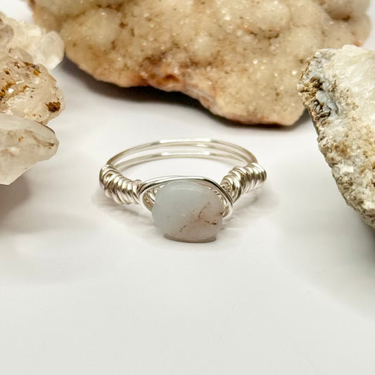 Silver White Jade Ring