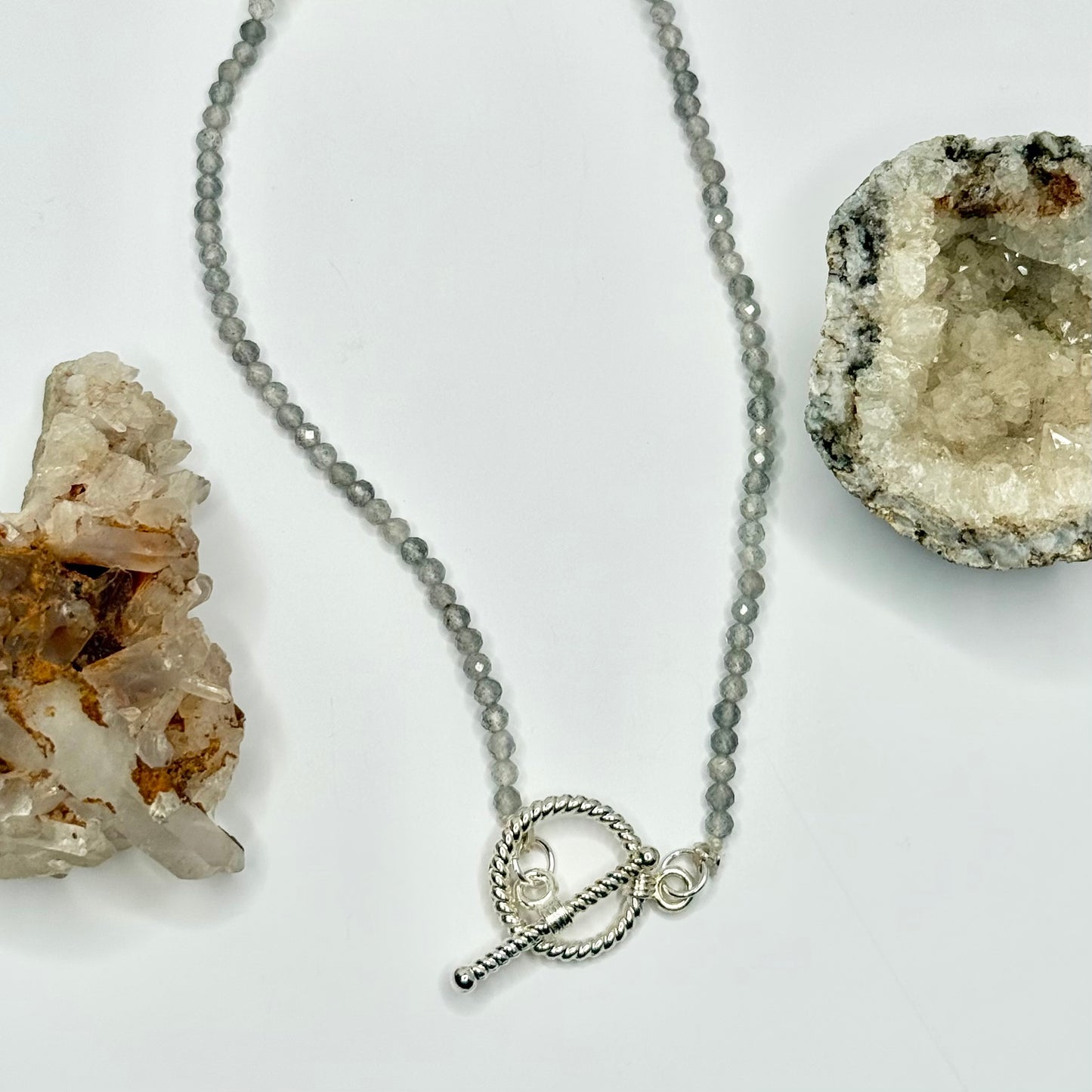 Silver Labradorite Beaded Necklace