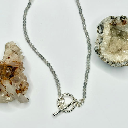 Silver Labradorite Beaded Necklace