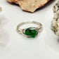 Silver Dark Green Glass Ring