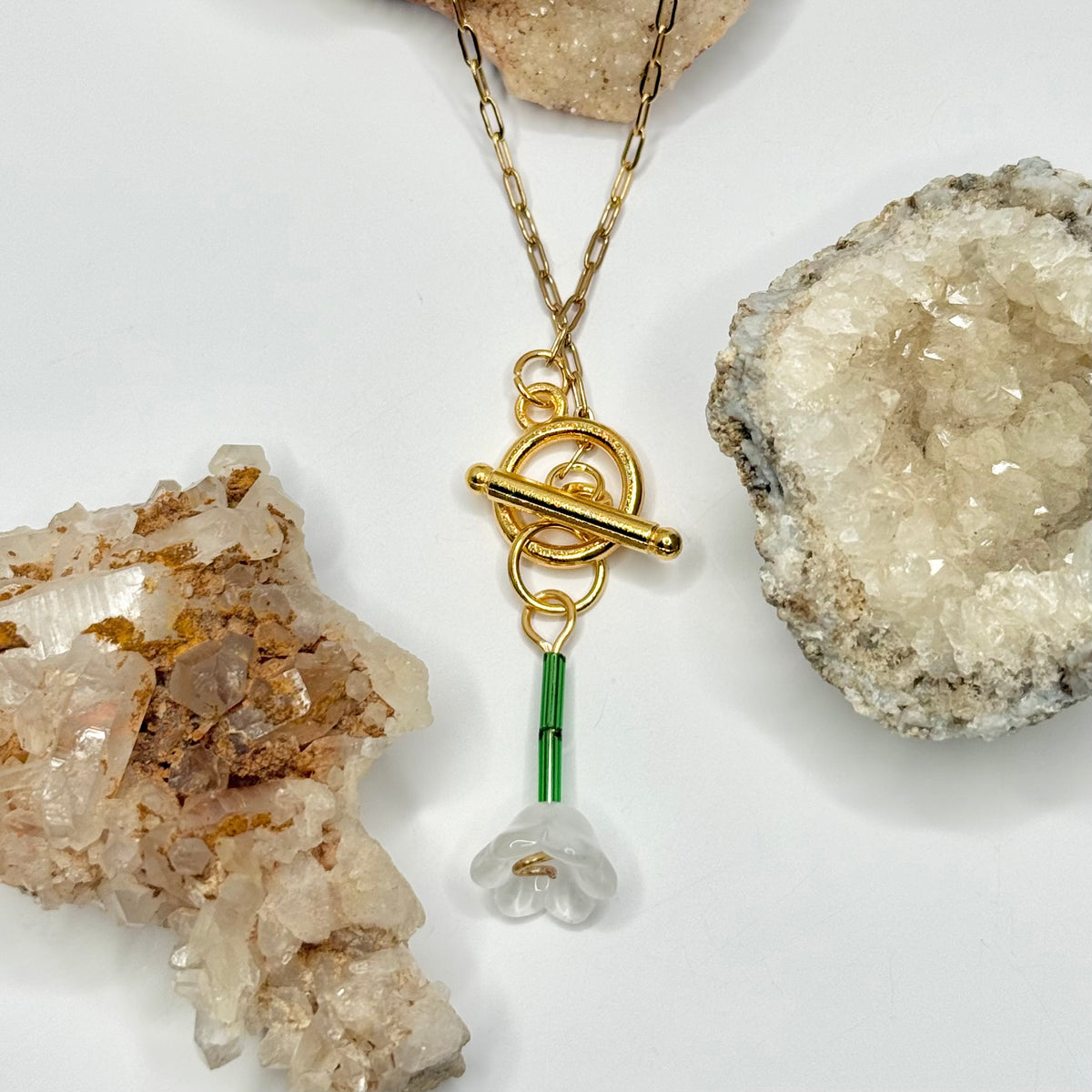 Gold Flower Toggle Necklace