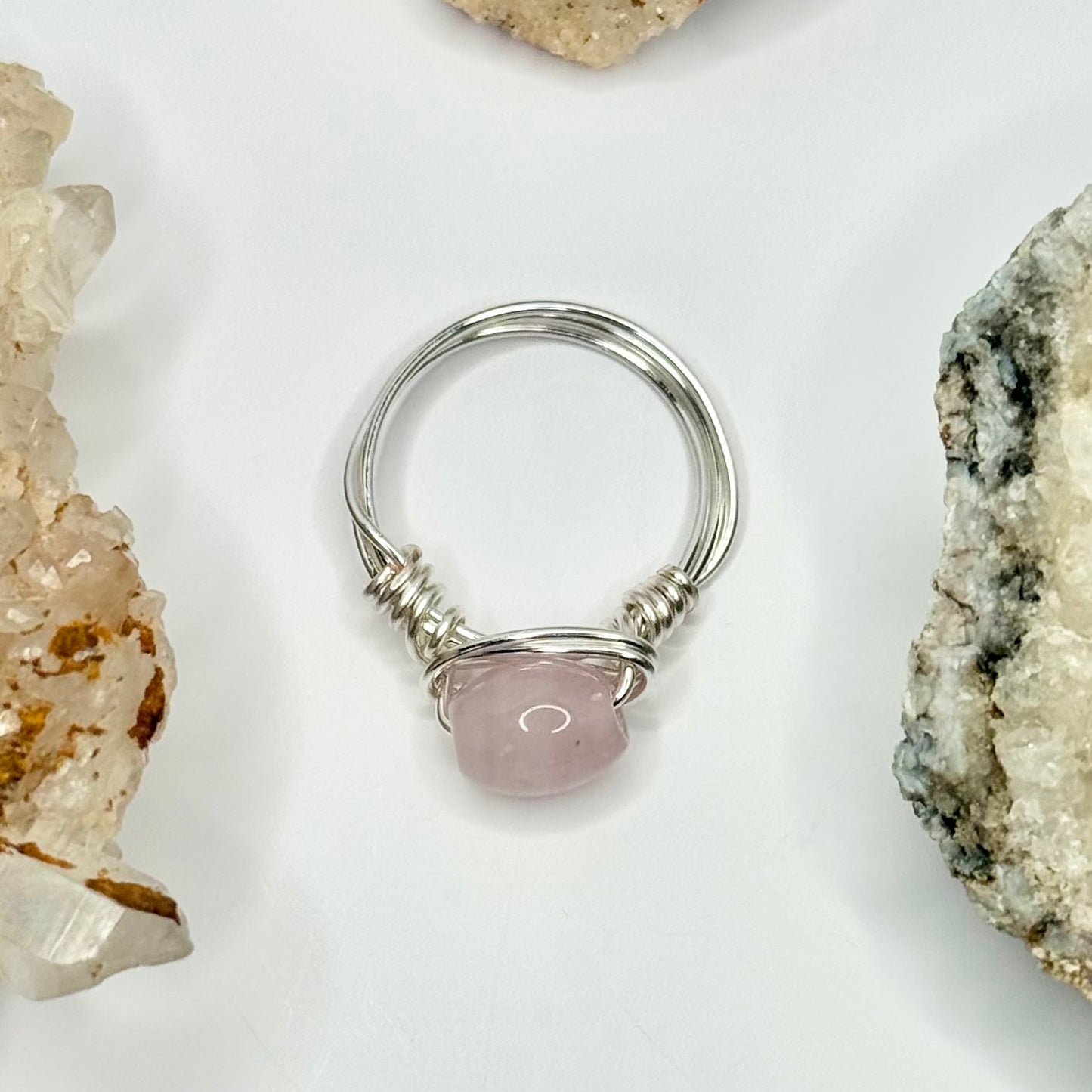 Silver Pink Glass Ring