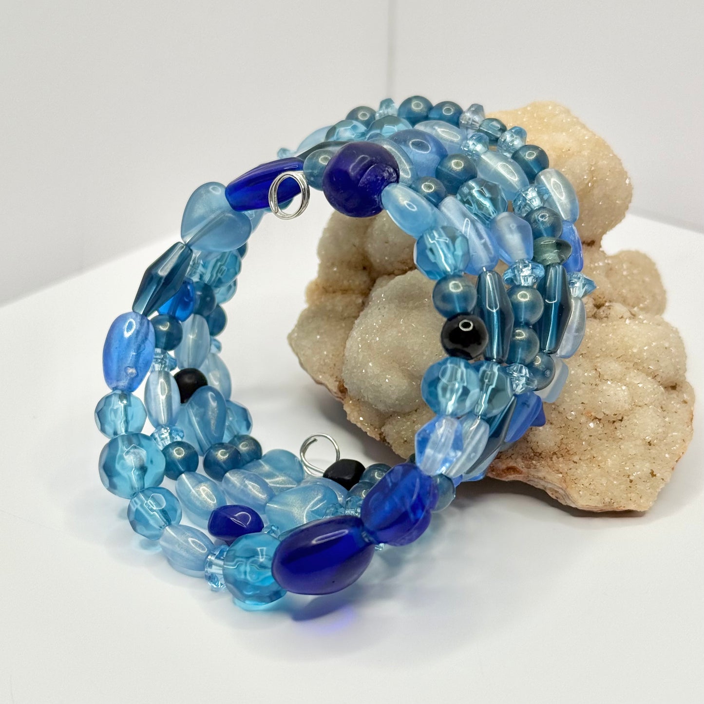 Blue Beaded Wrap Bracelet