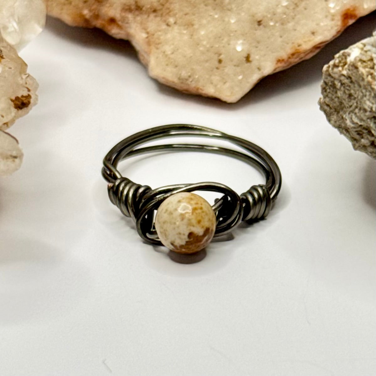 Charcoal Picture Jasper Ring