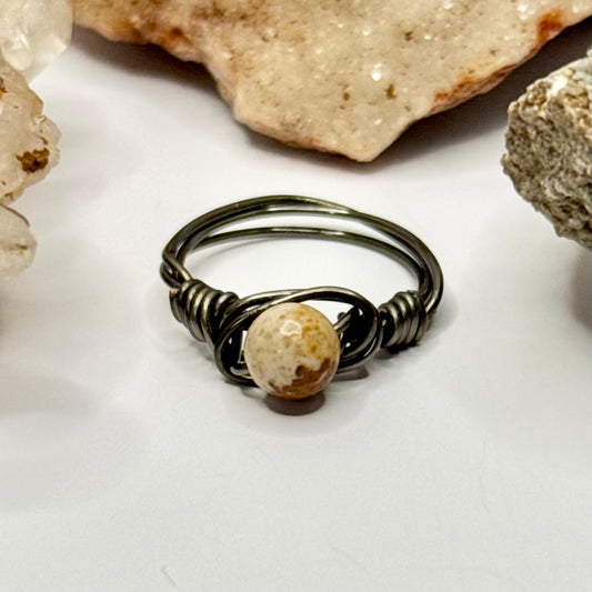 Charcoal Picture Jasper Ring