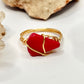 Gold Red Glass Ring