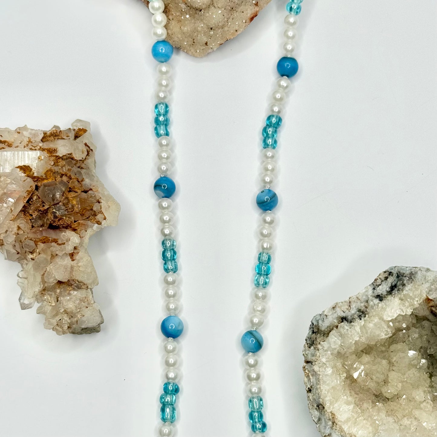 Sterling Silver Blue Lace Agate Beaded Necklace