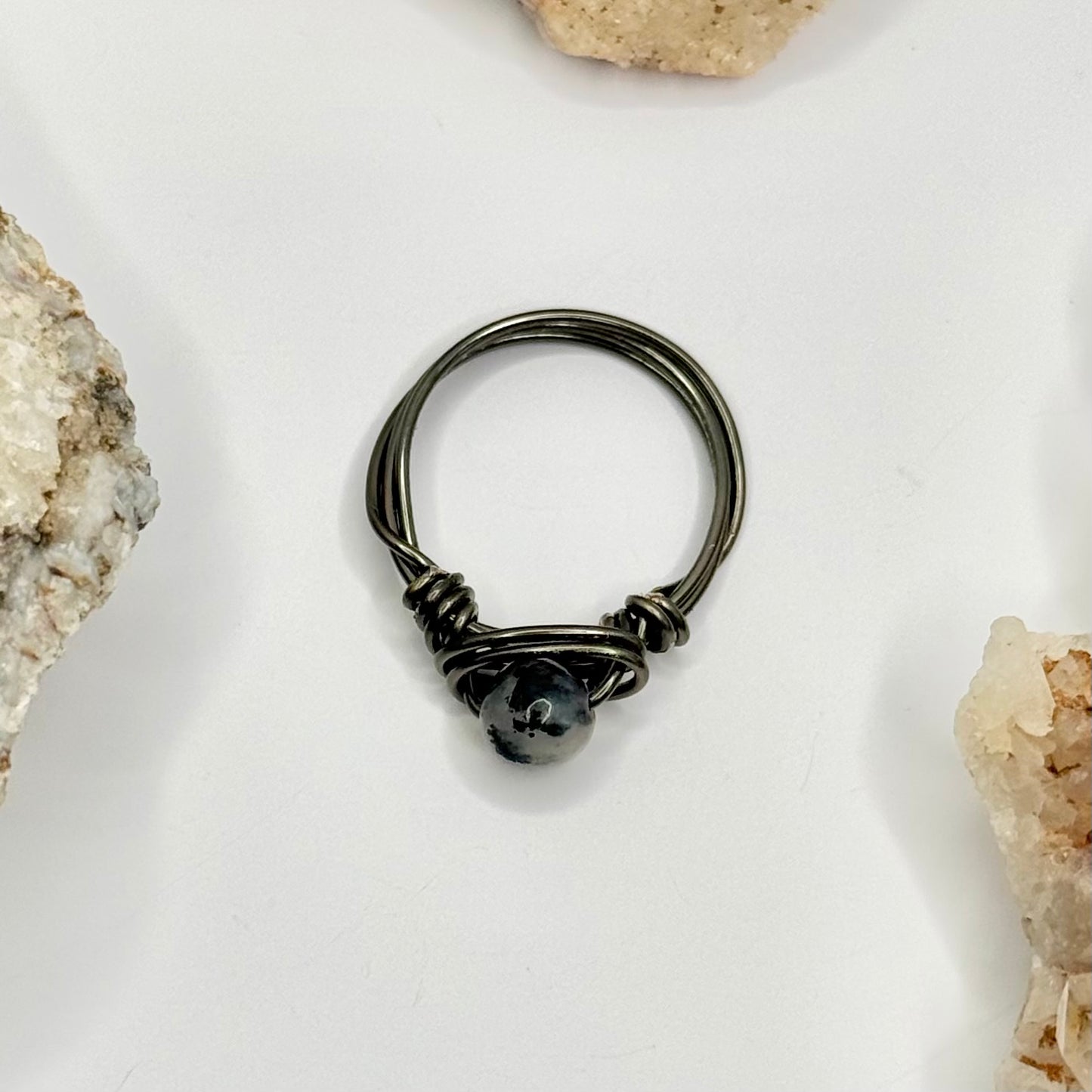 Charcoal Dendritic Agate Ring