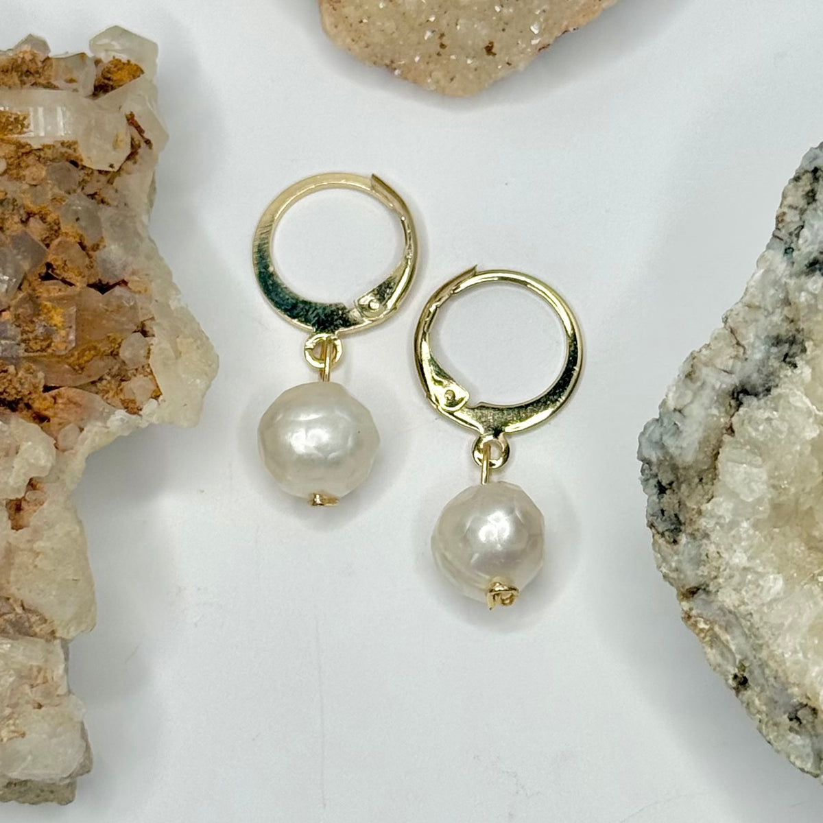 Gold Cultured Pearl Huggies