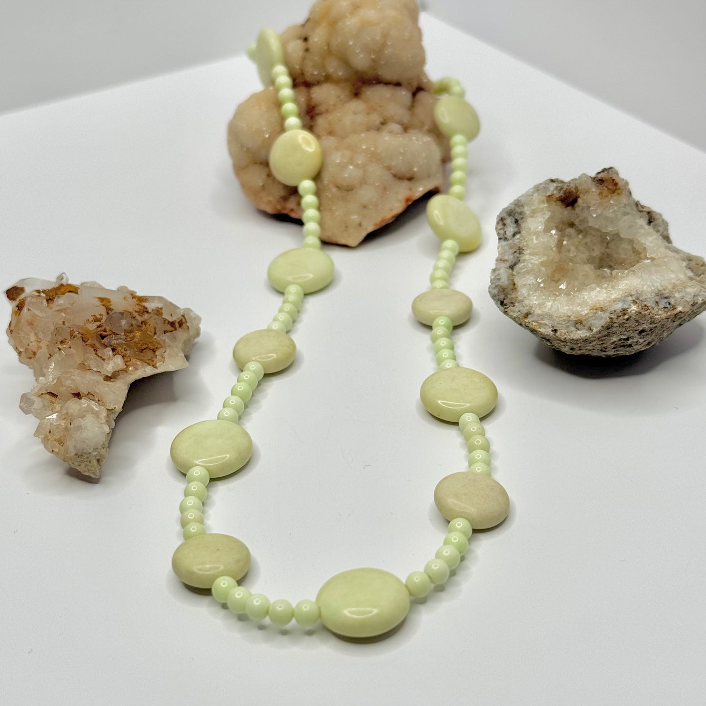 Gold Lemon Chrysoprase Beaded Necklace