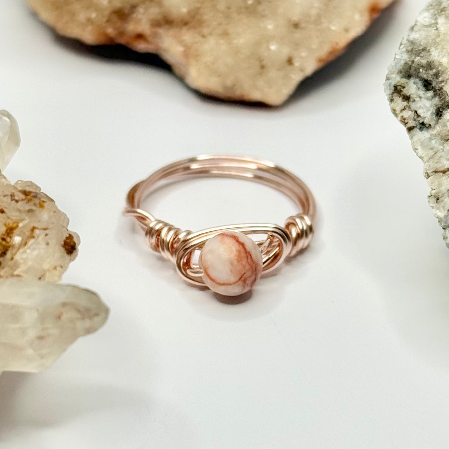 Rose Gold Red Vein Jasper Ring
