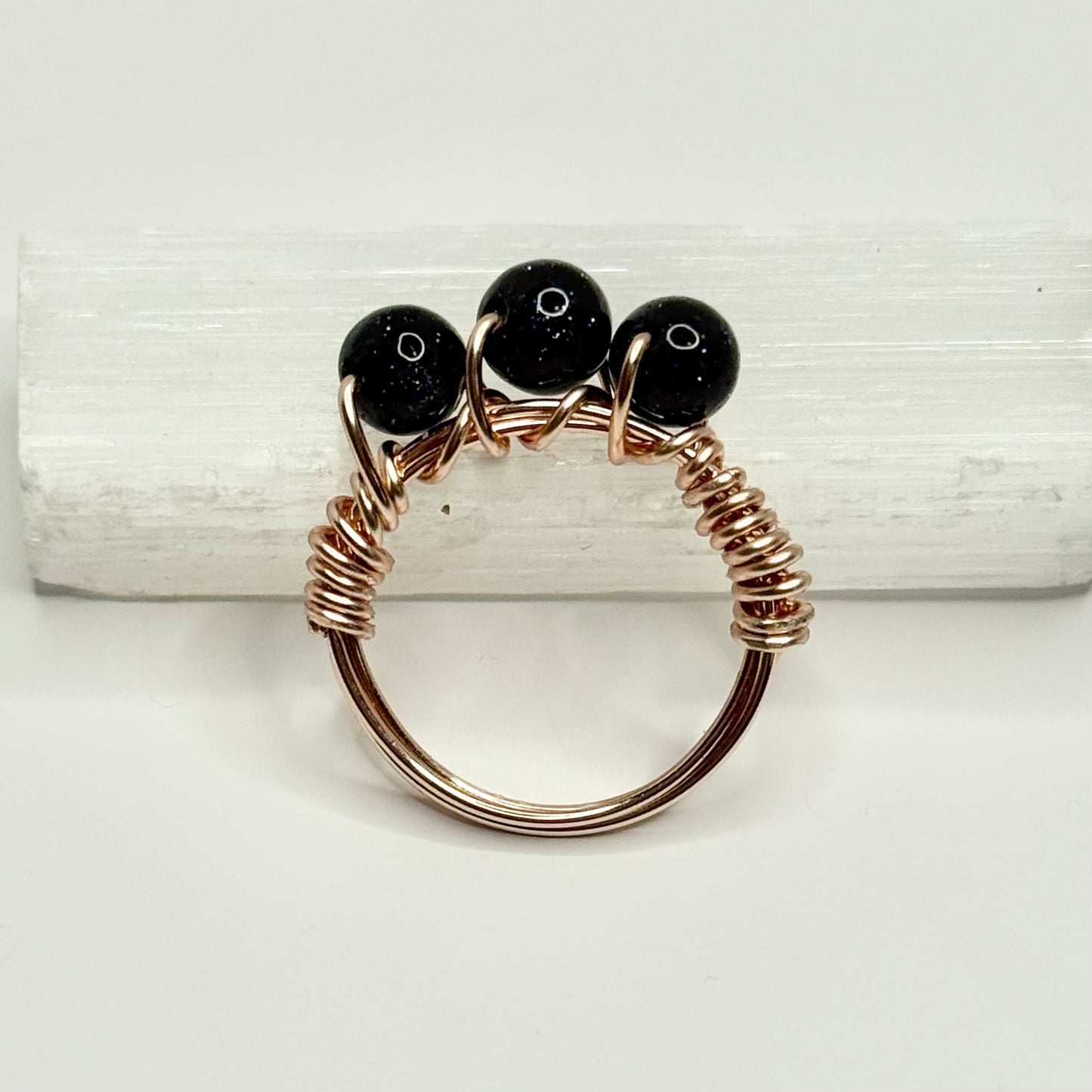 Rose Gold Blue Goldstone Ring