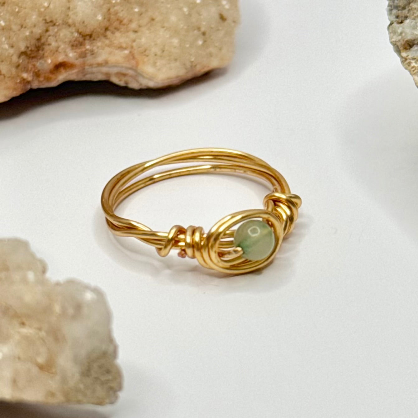 Gold Green Dyed Quartz Ring