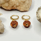 Gold Plated Wooden Bead Huggie Earrings
