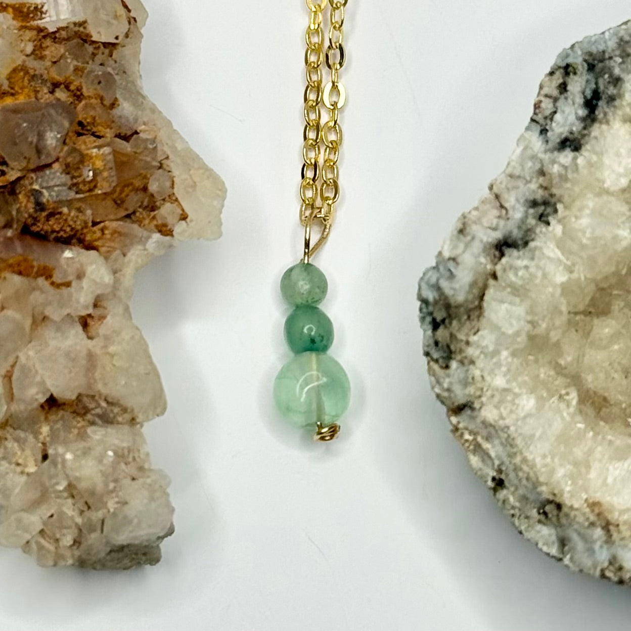 Gold Fluorite and Dyed Calcite Necklace
