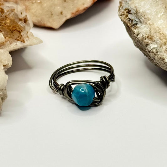 Charcoal Blue Apatite Ring