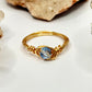 Gold Blue Gray Glass Ring