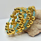 Gold and Blue Beaded Wrap Bracelet