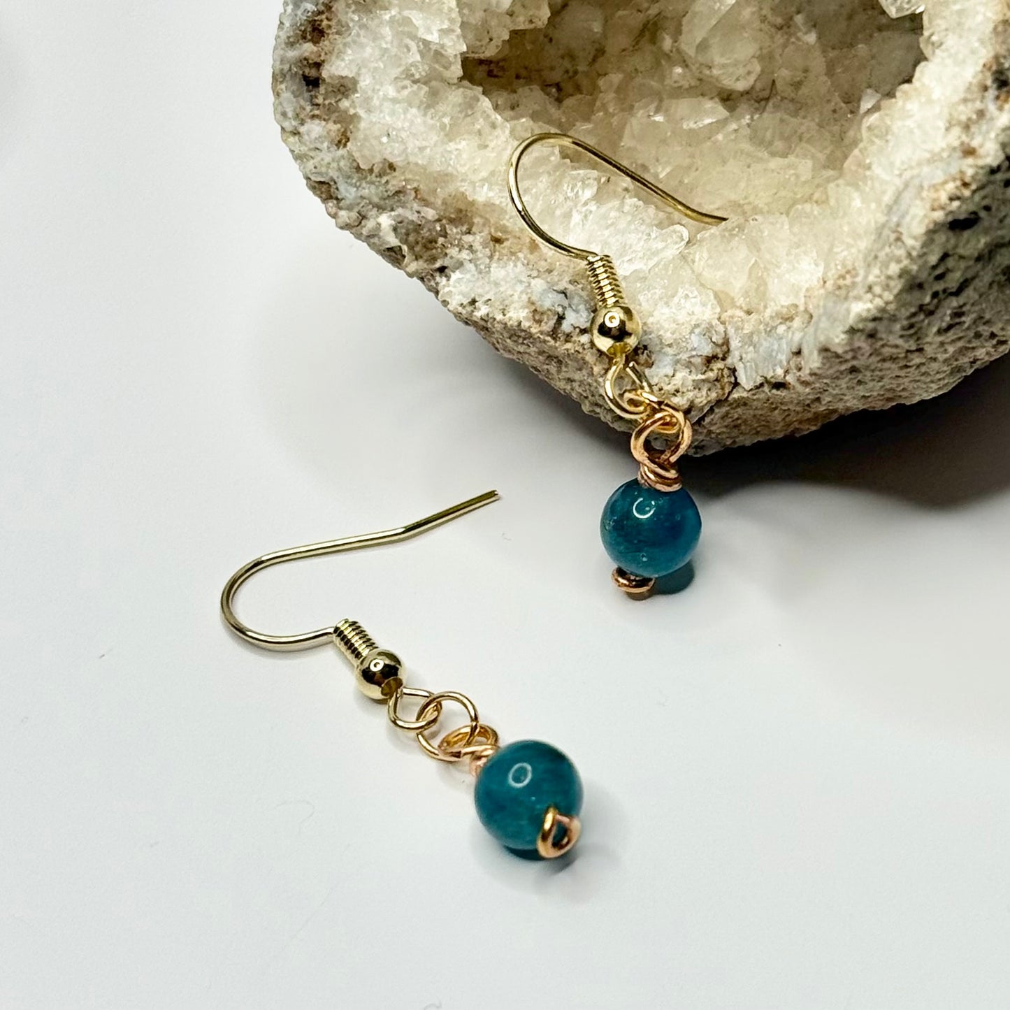 Gold Plated Blue Apatite Earrings