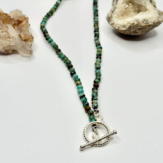 Silver Turquoise Beaded Necklace
