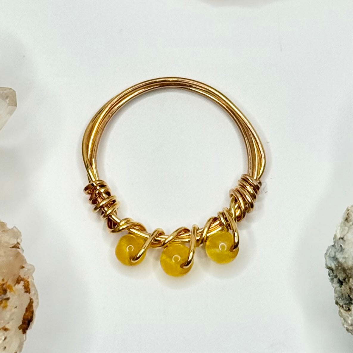 Gold Plated Yellow Jade Ring