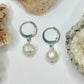 Steel Cultured Pearl Huggie Earrings
