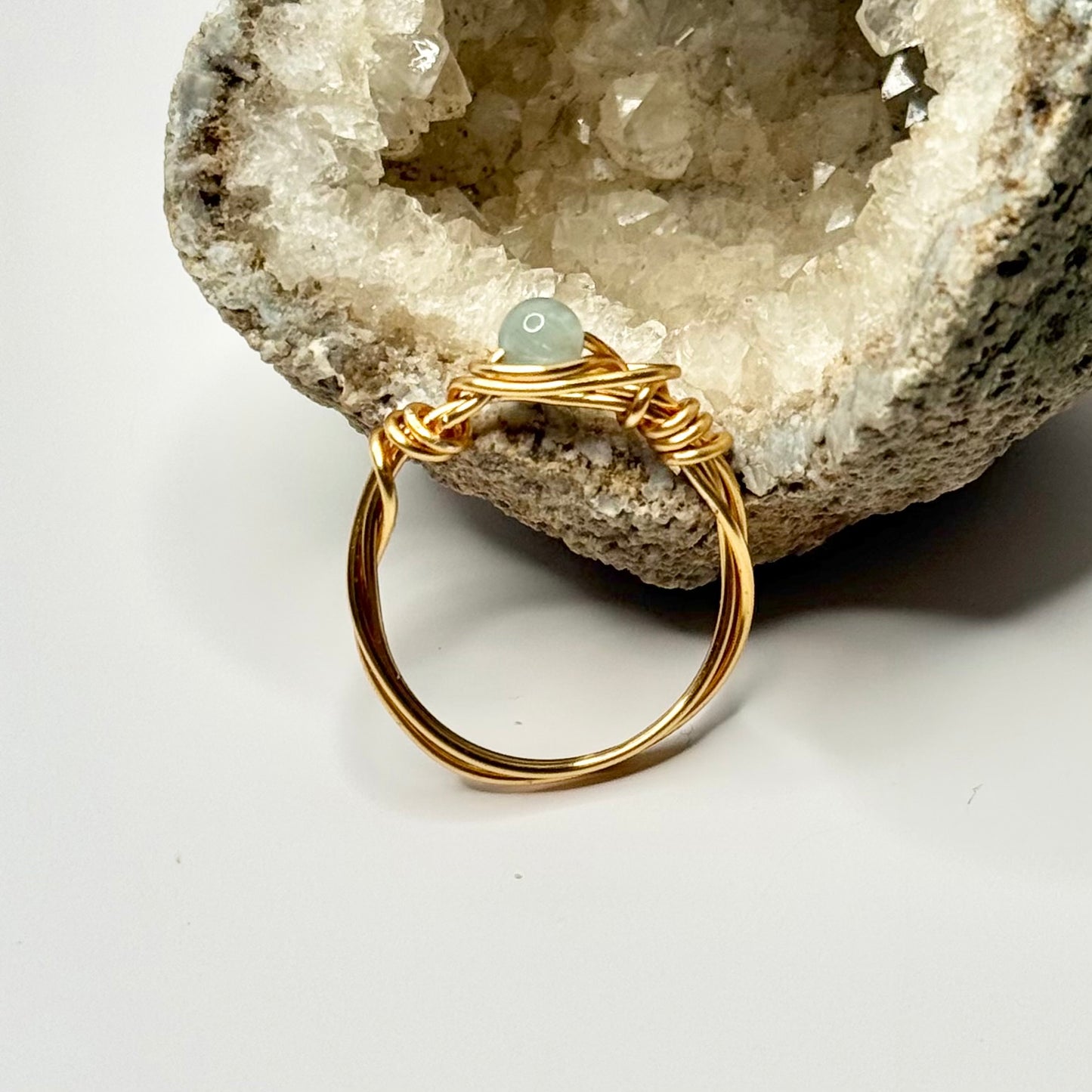 Gold Blue Calcite Ring
