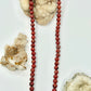 Gold Red Sponge Coral Beaded Necklace