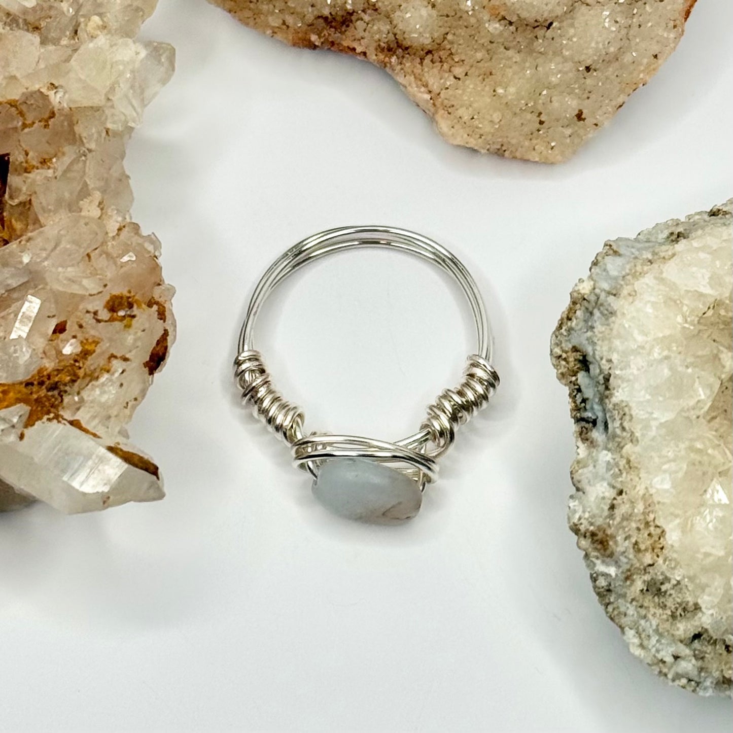 Silver White Jade Ring