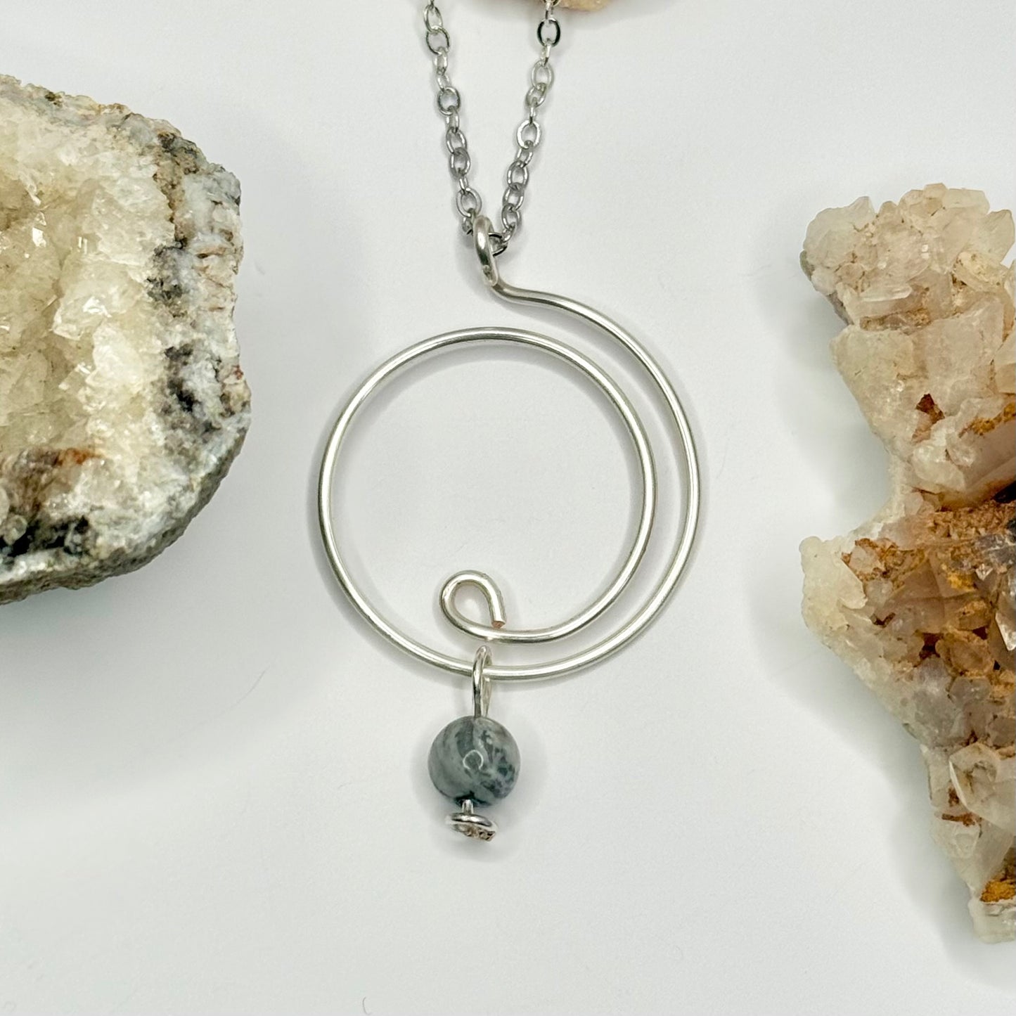 Silver Crazy Lace Agate Wave Necklace