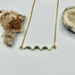 Gold Green Dyed Quartz Wavy Bar Necklace