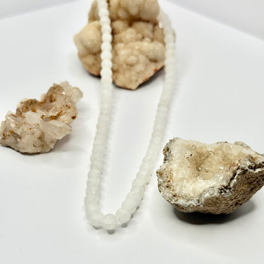 Silver Selenite Beaded Necklace