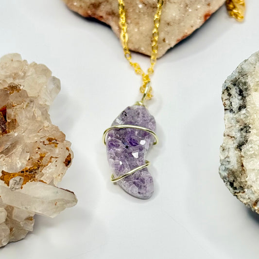 Gold Amethyst Cluster Necklace
