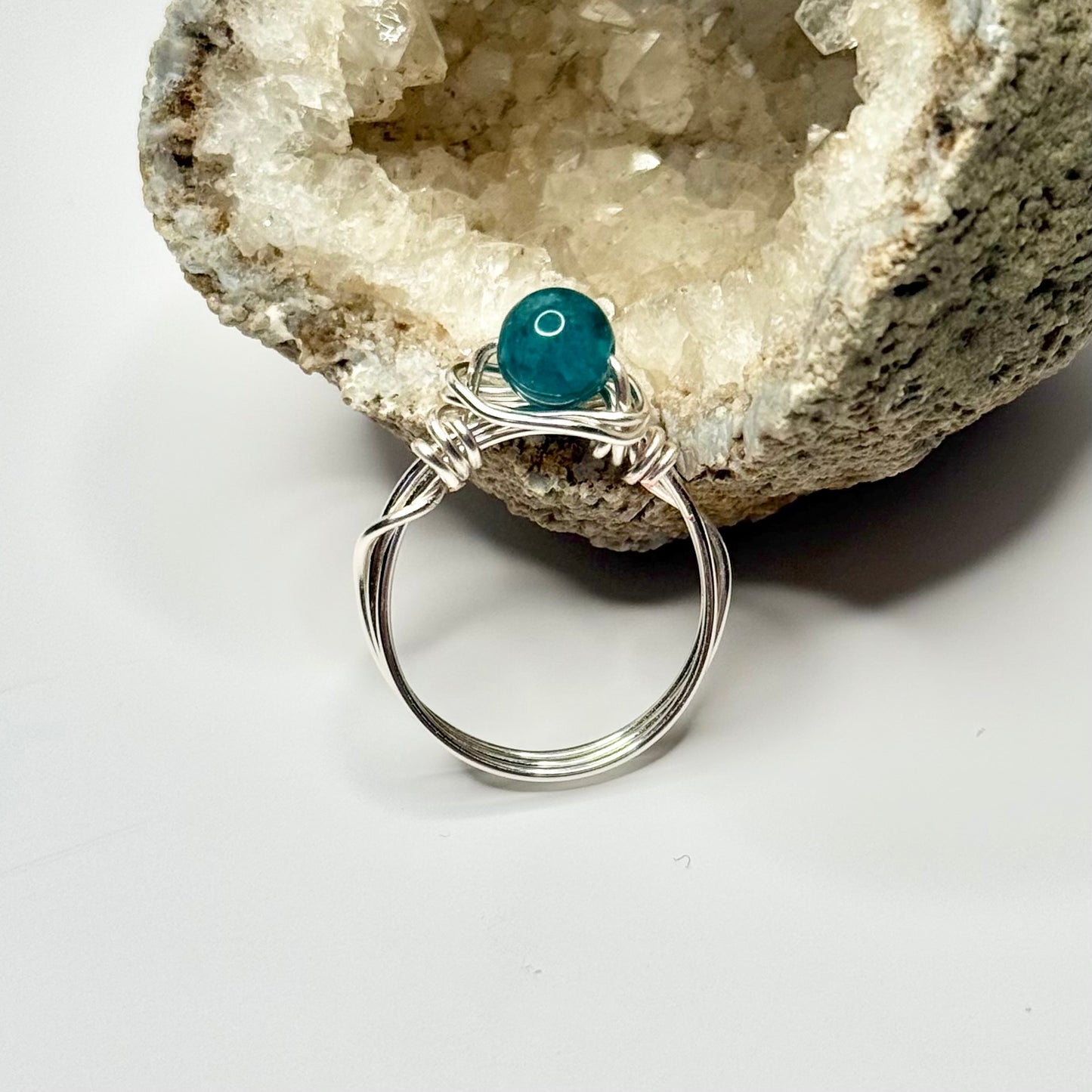Silver Blue Apatite Ring