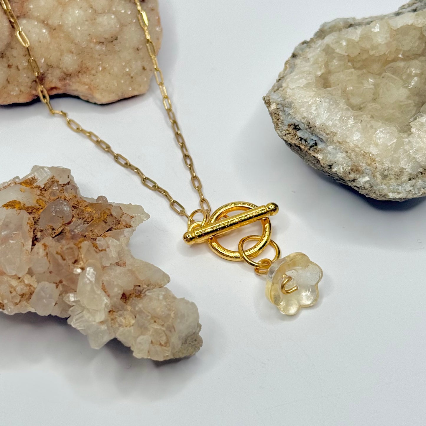 Gold Flower Toggle Necklace