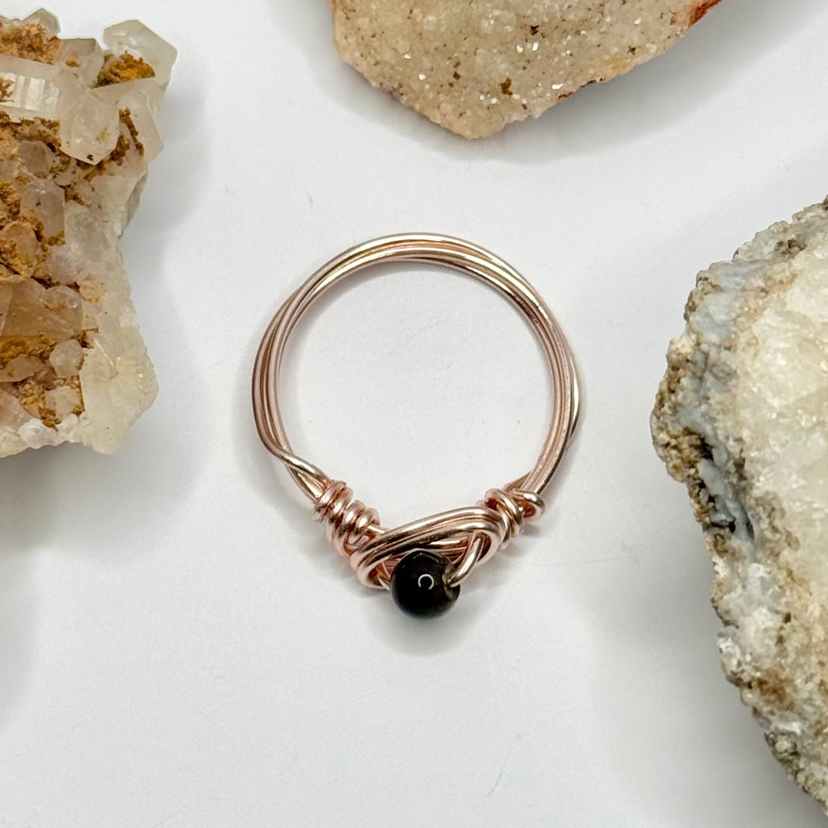 Rose Gold Sheen Obsidian Ring
