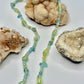 Sterling Silver Calcite, Aquamarine, and Prehnite Beaded Necklace
