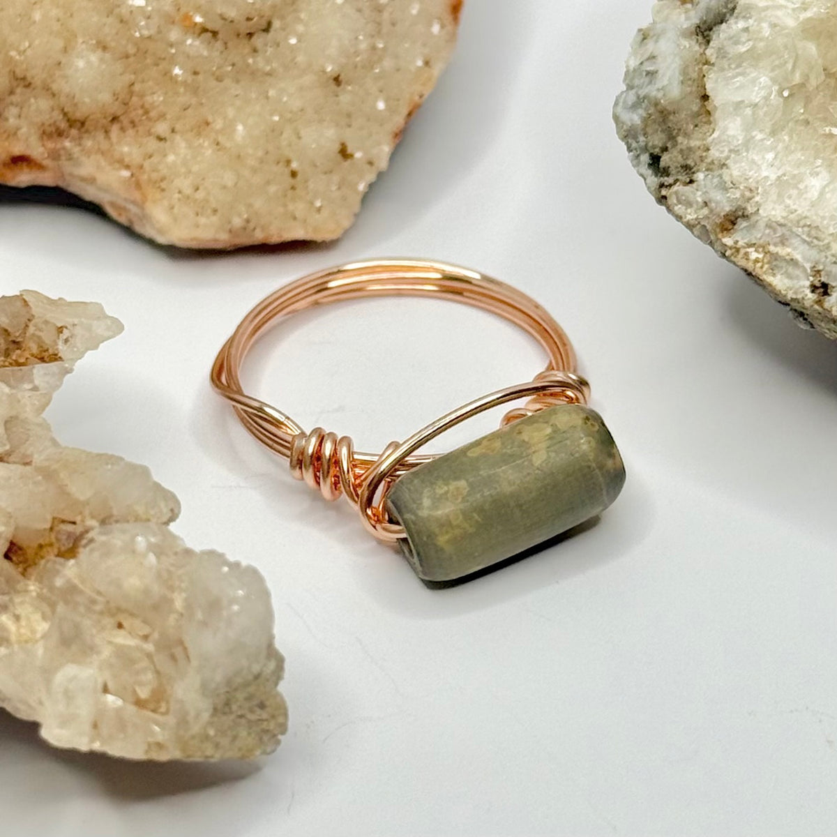 Rose Gold Rainforest Jasper Ring